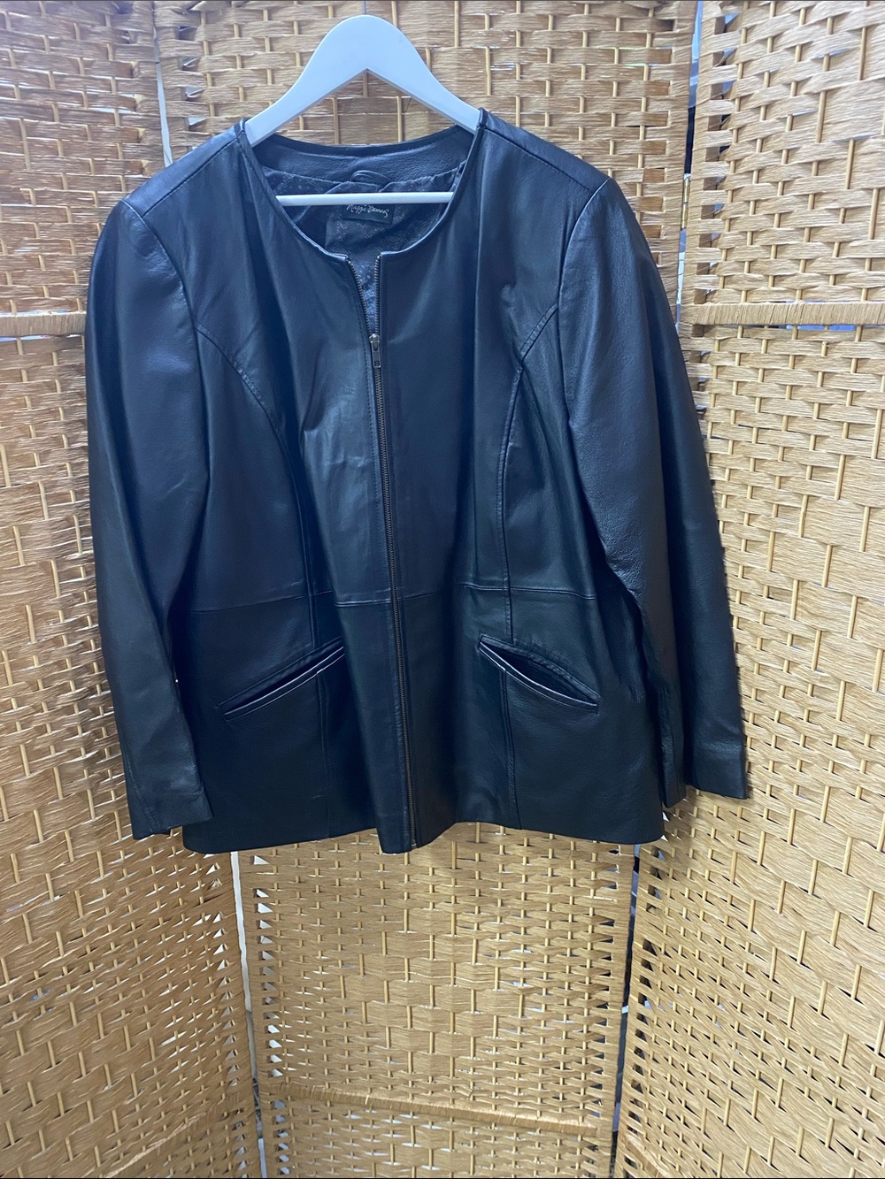 Maggie Barnes Black Leather Zip Jacket